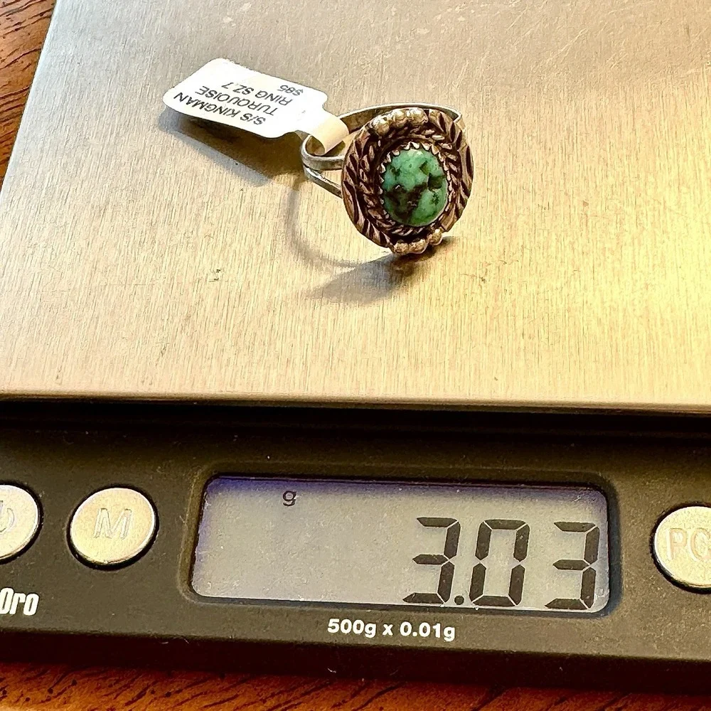 Navajo Nugget  Turquoise Ring Sz 7 Sterling F Martinez Native American
